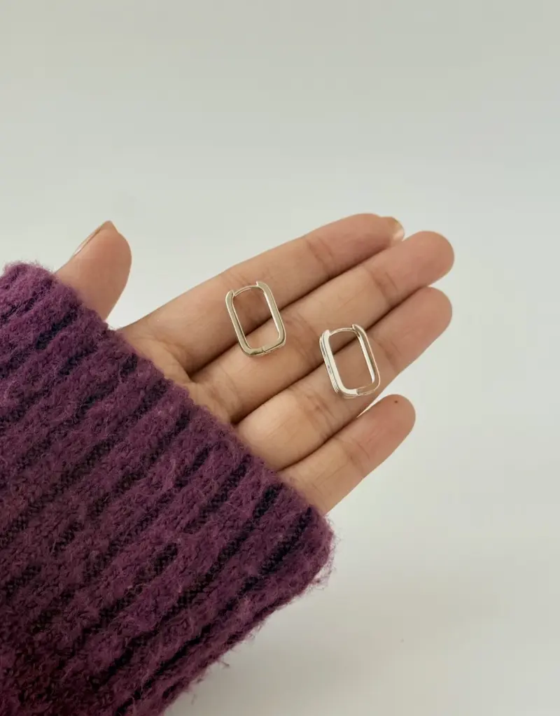 Silver Rect Hoop